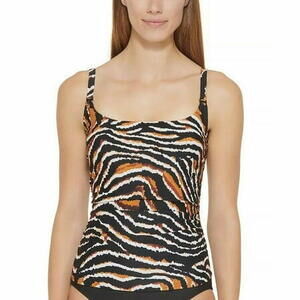 DKNY TIGER Multicolor Printed Square-Neck Tankini Swim Top XL